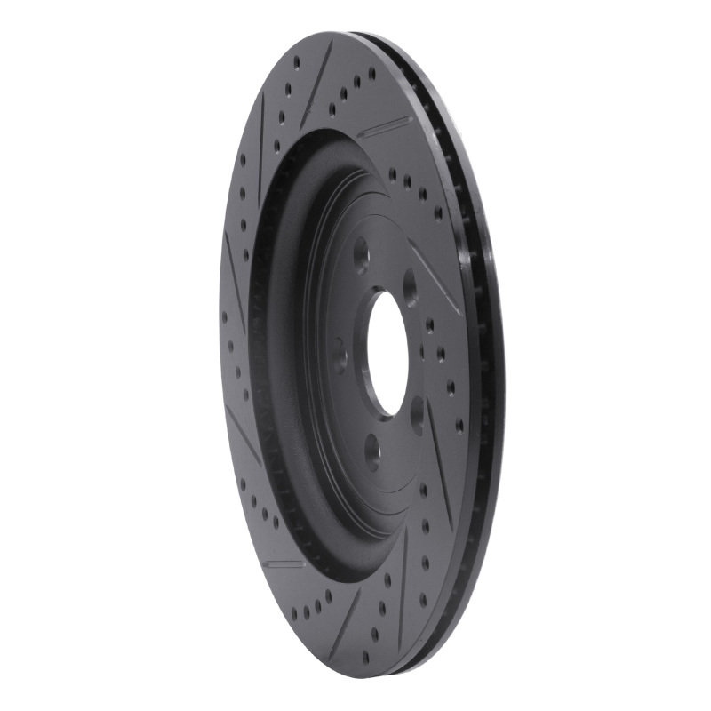 Picture of R1 13-19 Ford Flex Rear Right Drilled & Slotted Black Brake Rotor