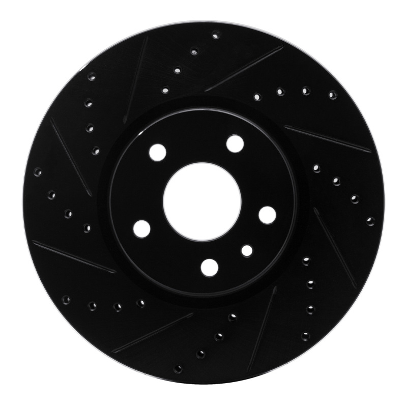Picture of R1 13-20 Ford Special SERVICE POLICE Sedan Front Left Drilled & Slotted Black Brake Rotor