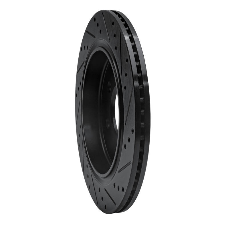 Picture of R1 15-17 Ford F-150 4WD Rear Left Drilled & Slotted Black Brake Rotor