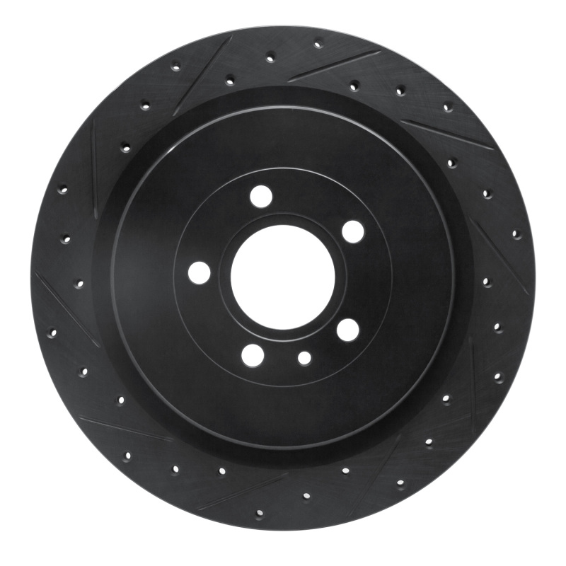 Picture of R1 13-14 Ford Mustang Rear Left Drilled & Slotted Black Brake Rotor