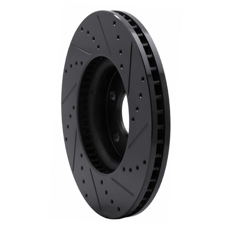 Picture of R1 13-20 Ford Special SERVICE POLICE Sedan Front Left Drilled & Slotted Black Brake Rotor