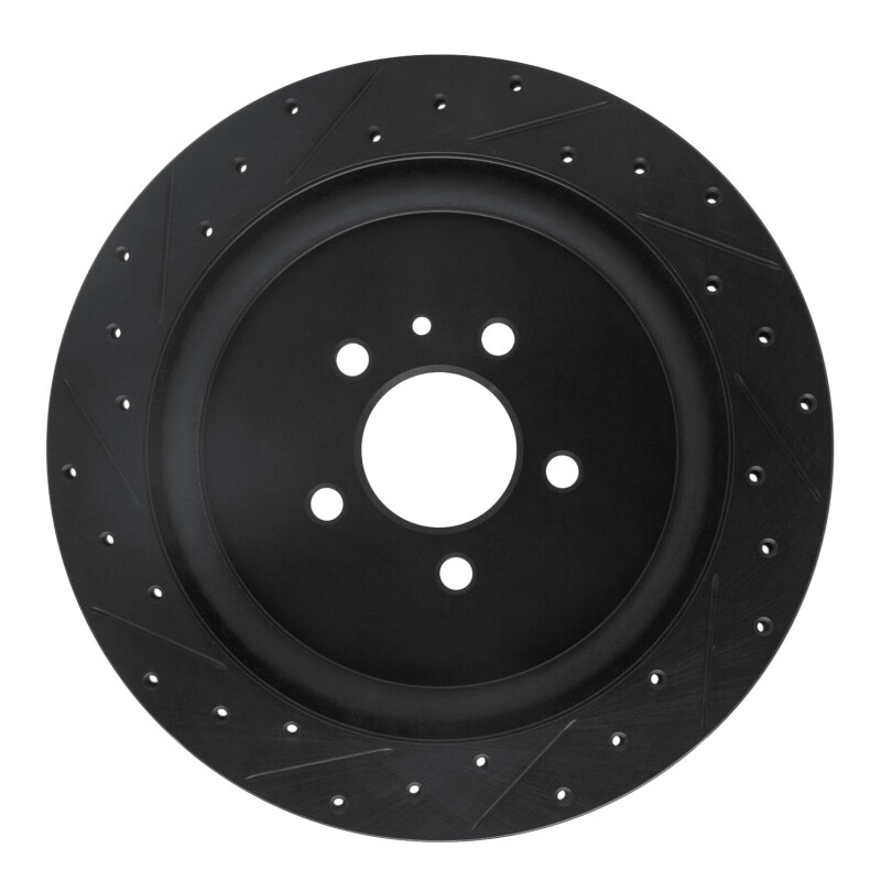 Picture of R1 13-14 Ford Mustang Rear Right Drilled & Slotted Black Brake Rotor