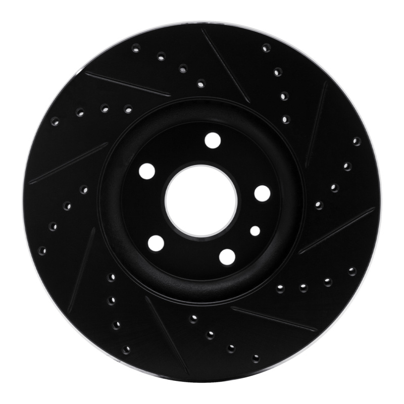Picture of R1 13-20 Ford Special SERVICE POLICE Sedan Front Left Drilled & Slotted Black Brake Rotor