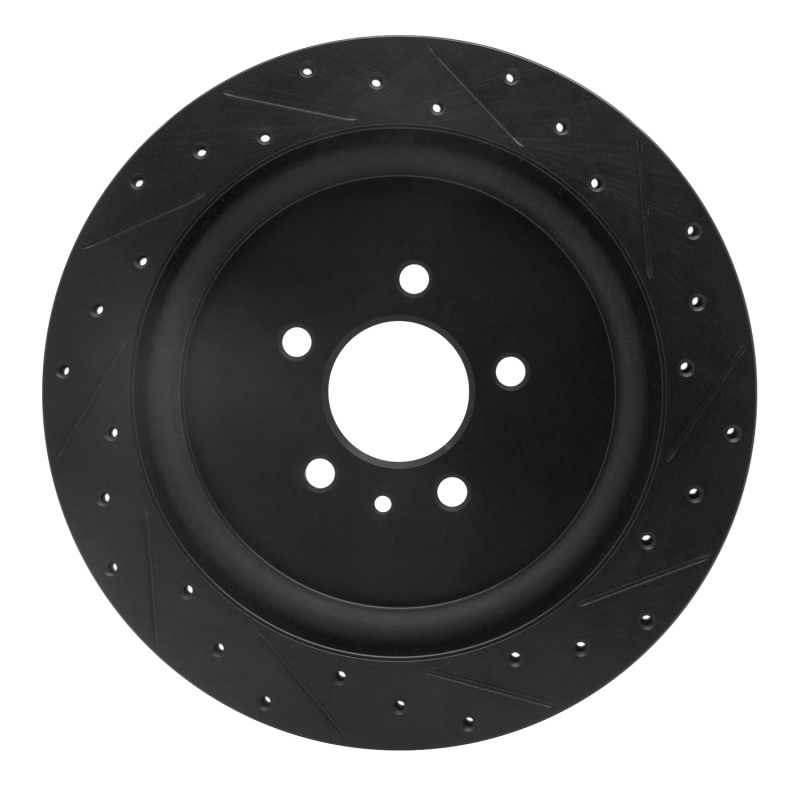 Picture of R1 13-14 Ford Mustang Rear Left Drilled & Slotted Black Brake Rotor