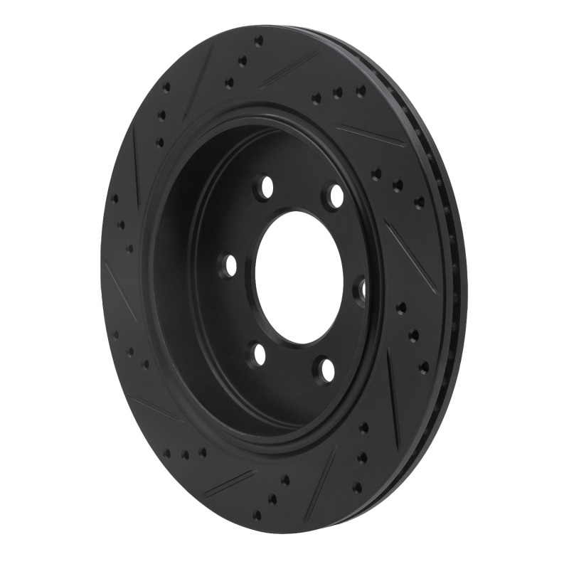 Picture of R1 15-17 Ford F-150 RWD Rear Right Drilled & Slotted Black Brake Rotor