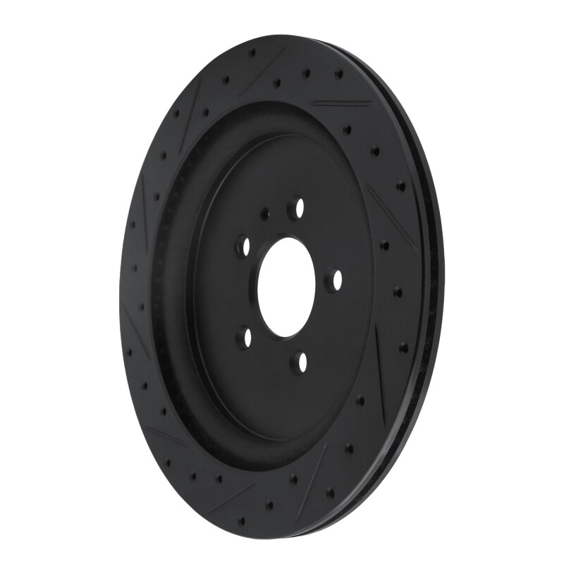Picture of R1 13-14 Ford Mustang Rear Right Drilled & Slotted Black Brake Rotor