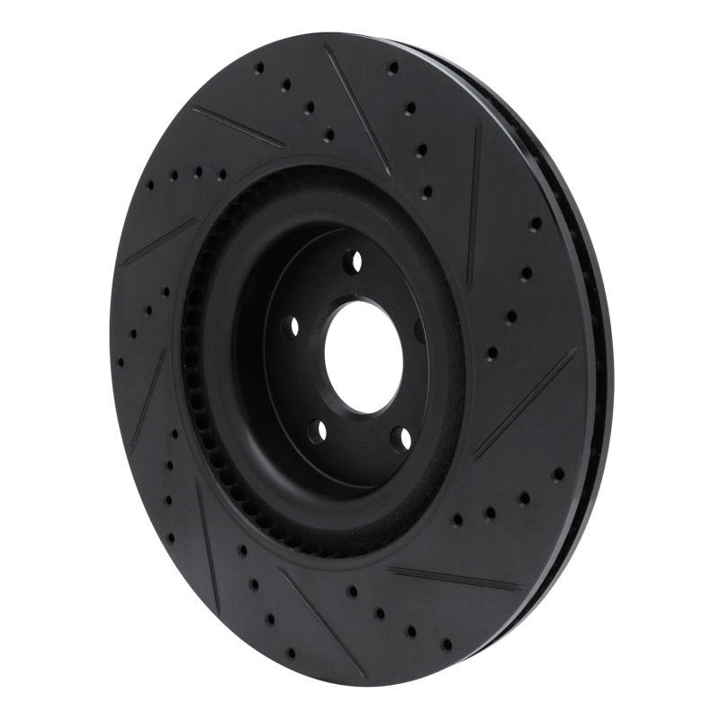 Picture of R1 16-18 Ford Focus Front Left Drilled & Slotted Black Brake Rotor