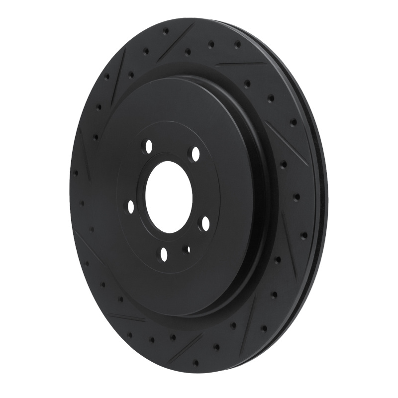 Picture of R1 13-14 Ford Mustang Rear Left Drilled & Slotted Black Brake Rotor