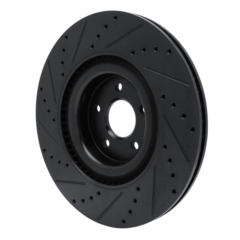 Picture of R1 16-18 Ford Focus Front Right Drilled & Slotted Black Brake Rotor
