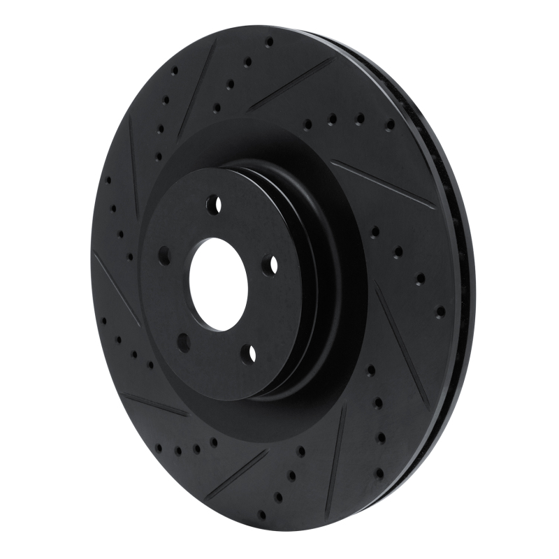 Picture of R1 16-18 Ford Focus Front Left Drilled & Slotted Black Brake Rotor
