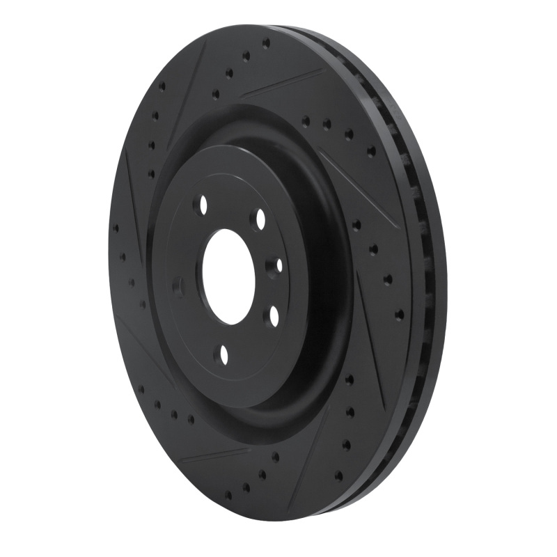Picture of R1 13-19 Ford Police Interceptor Sedan Front Left Drilled & Slotted Black Brake Rotor