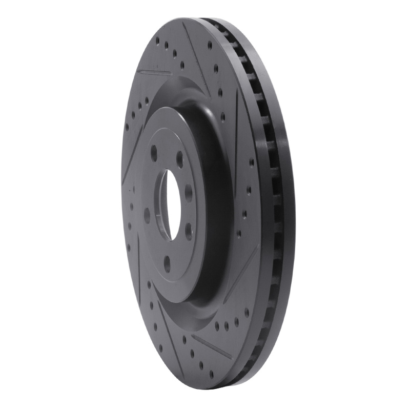 Picture of R1 13-19 Ford Flex Front Right Drilled & Slotted Black Brake Rotor