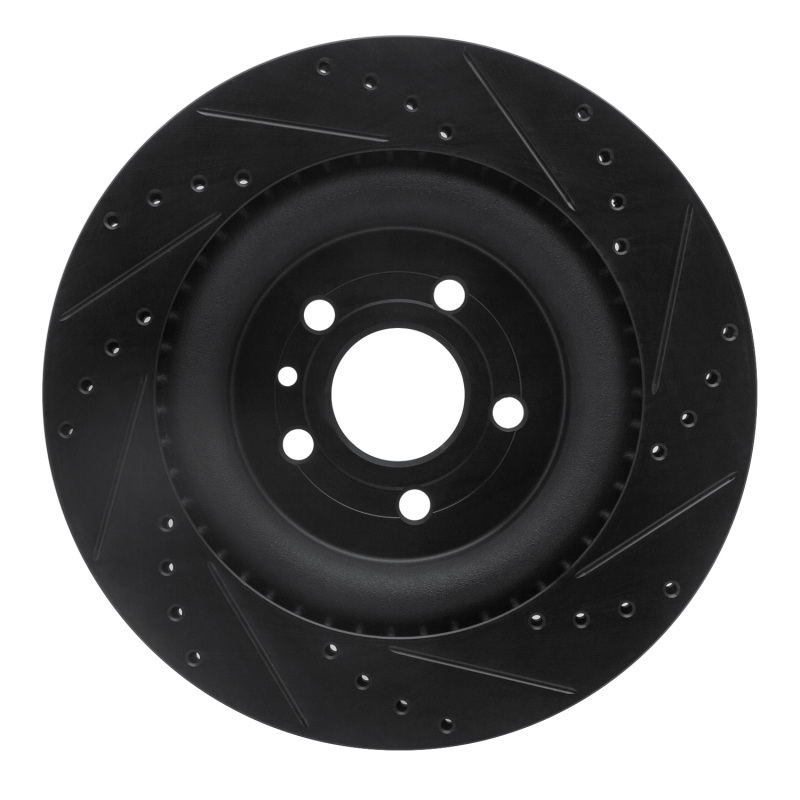 Picture of R1 13-19 Ford Police Interceptor Sedan Front Left Drilled & Slotted Black Brake Rotor