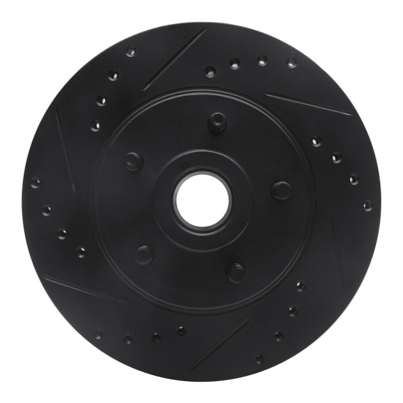Picture of R1 87-92 Lincoln Mark VII Front Left Drilled & Slotted Black Brake Rotor
