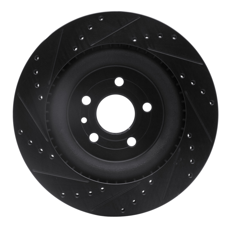 Picture of R1 13-19 Ford Flex Front Right Drilled & Slotted Black Brake Rotor