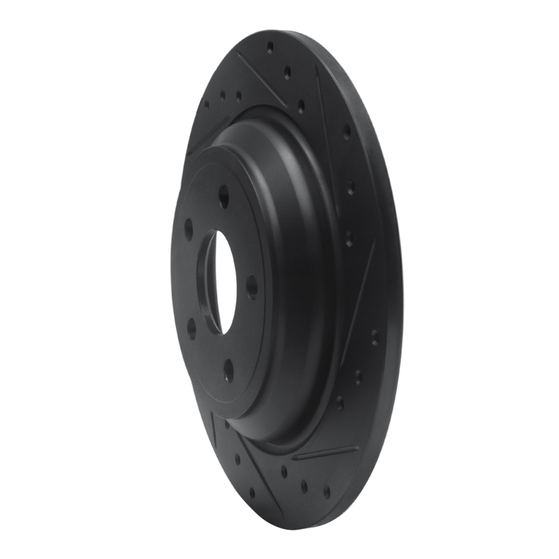Picture of R1 16-25 Ford Focus Rear Right Drilled & Slotted Black Brake Rotor