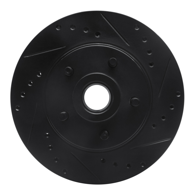 Picture of R1 87-92 Lincoln Continental Front Right Drilled & Slotted Black Brake Rotor