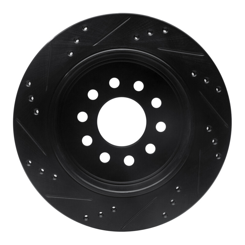 Picture of R1 03-11 Lincoln Town Car Rear Right Drilled & Slotted Black Brake Rotor