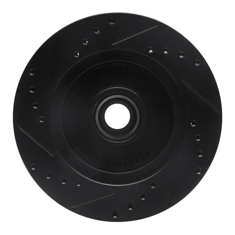 Picture of R1 87-92 Lincoln Continental Front Right Drilled & Slotted Black Brake Rotor