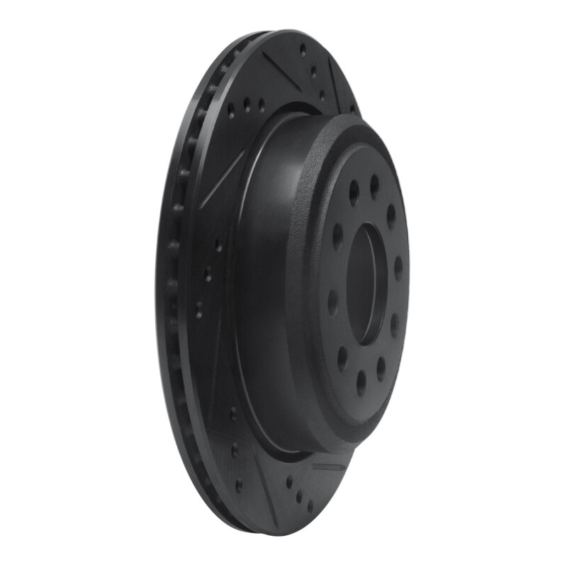Picture of R1 03-11 Lincoln Town Car Rear Right Drilled & Slotted Black Brake Rotor