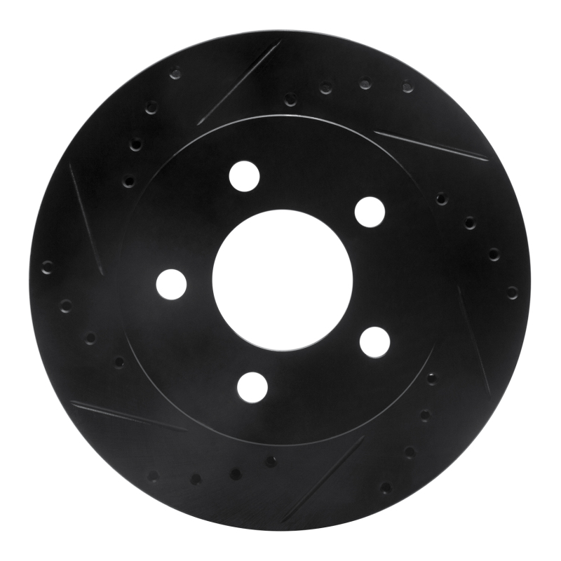 Picture of R1 91-94 Ford Crown Victoria Front Left Drilled & Slotted Black Brake Rotor
