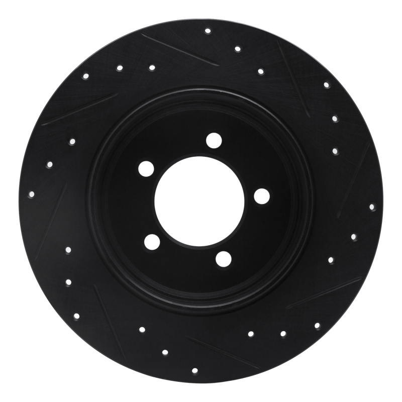 Picture of R1 03-05 Lincoln AVIATOR Rear Left Drilled & Slotted Black Brake Rotor