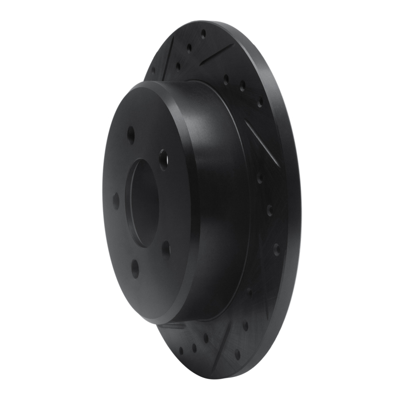 Picture of R1 91-95 Ford Crown Victoria Rear Left Drilled & Slotted Black Brake Rotor