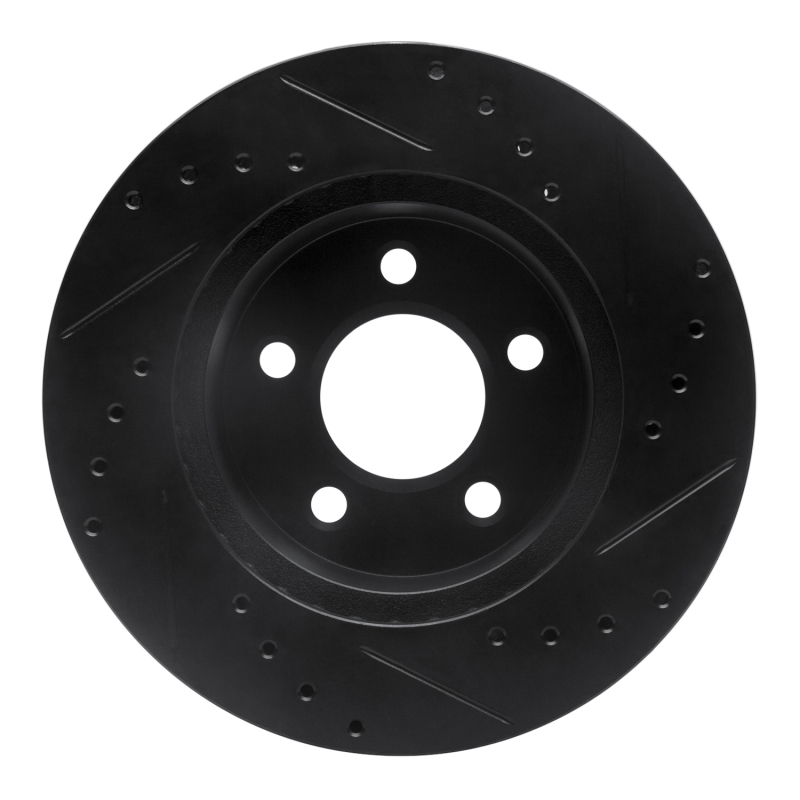 Picture of R1 91-94 Ford Crown Victoria Front Left Drilled & Slotted Black Brake Rotor