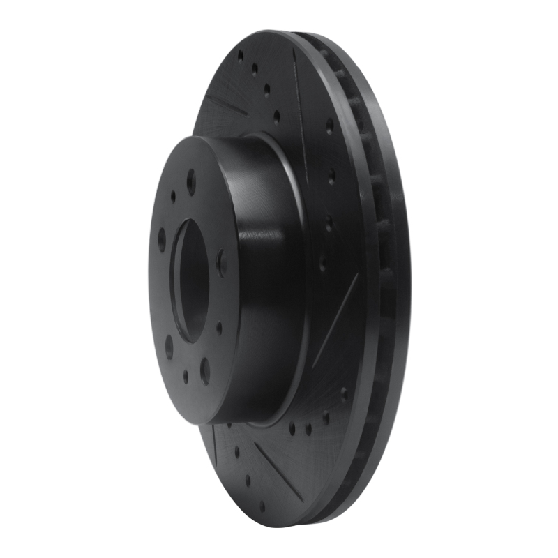 Picture of R1 95-97 Ford Crown Victoria Front Right Drilled & Slotted Black Brake Rotor