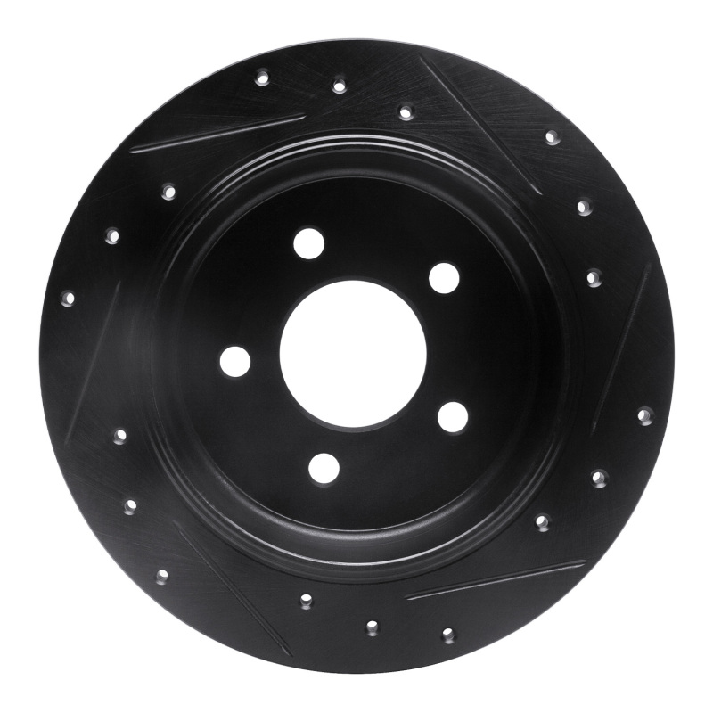 Picture of R1 96-02 Ford Crown Victoria Rear Left Drilled & Slotted Black Brake Rotor
