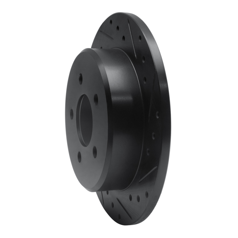 Picture of R1 91-95 Ford Crown Victoria Rear Right Drilled & Slotted Black Brake Rotor