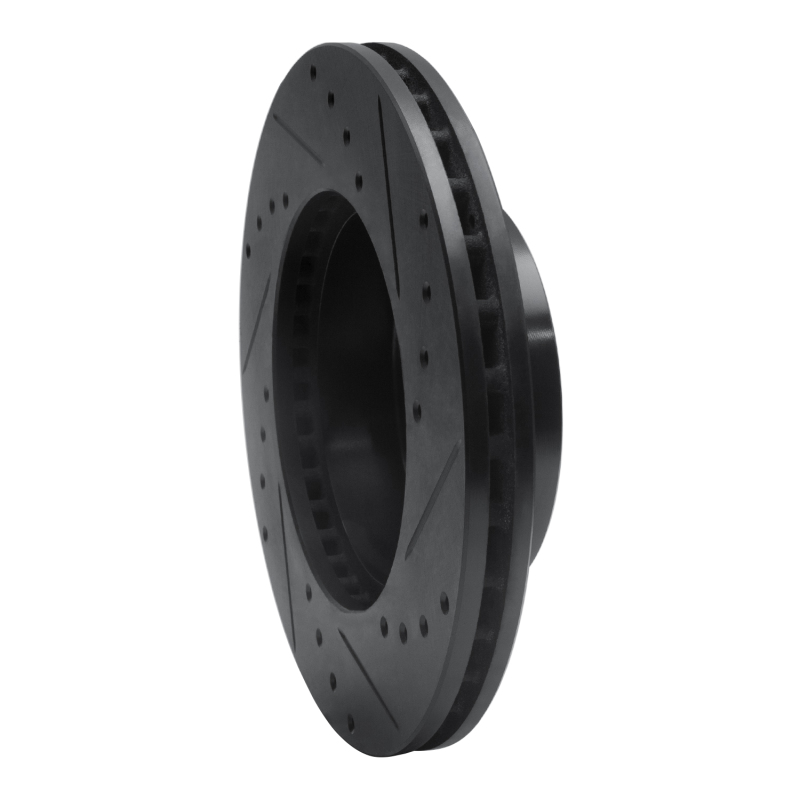 Picture of R1 95-97 Ford Crown Victoria Front Left Drilled & Slotted Black Brake Rotor