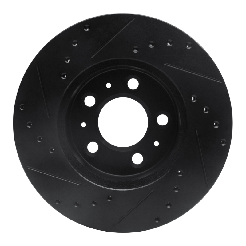Picture of R1 95-97 Ford Crown Victoria Front Right Drilled & Slotted Black Brake Rotor