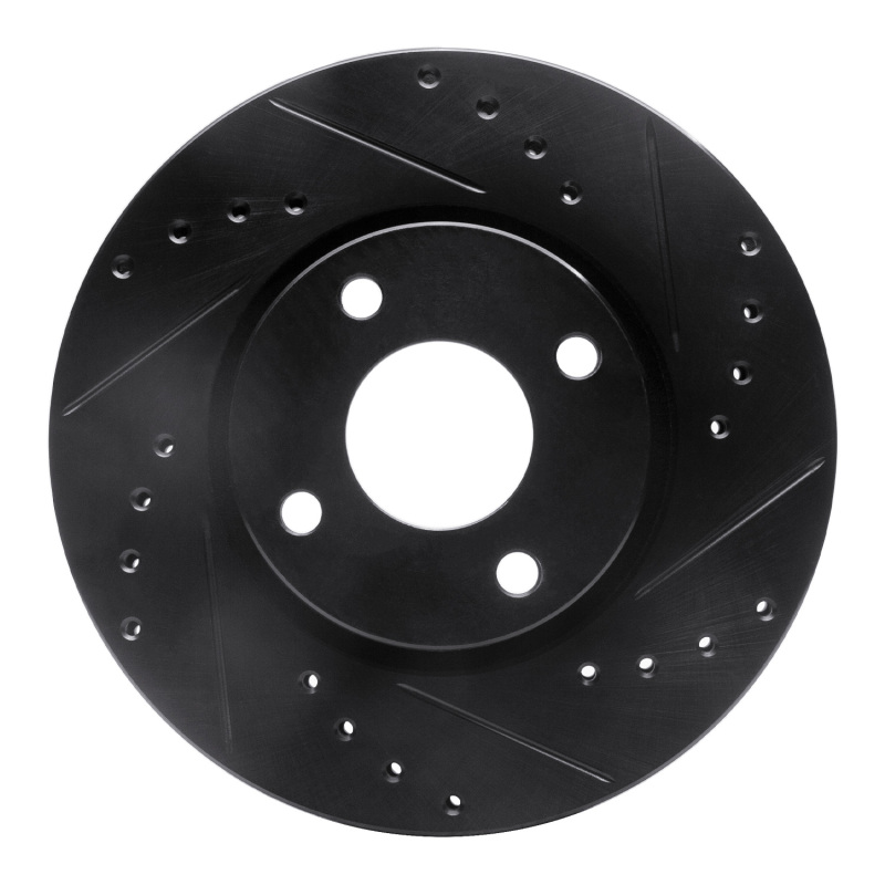 Picture of R1 98-04 Ford Contour Front Right Drilled & Slotted Black Brake Rotor