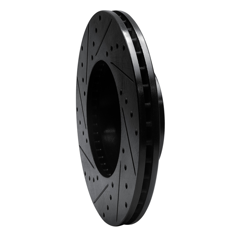 Picture of R1 98-02 Ford Crown Victoria Front Right Drilled & Slotted Black Brake Rotor