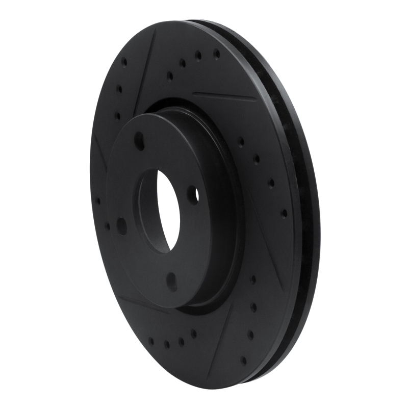 Picture of R1 98-04 Ford Contour Front Left Drilled & Slotted Black Brake Rotor