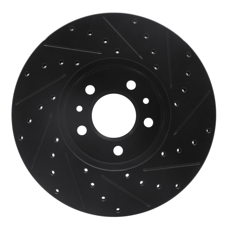 Picture of R1 98-02 Ford Crown Victoria Front Left Drilled & Slotted Black Brake Rotor
