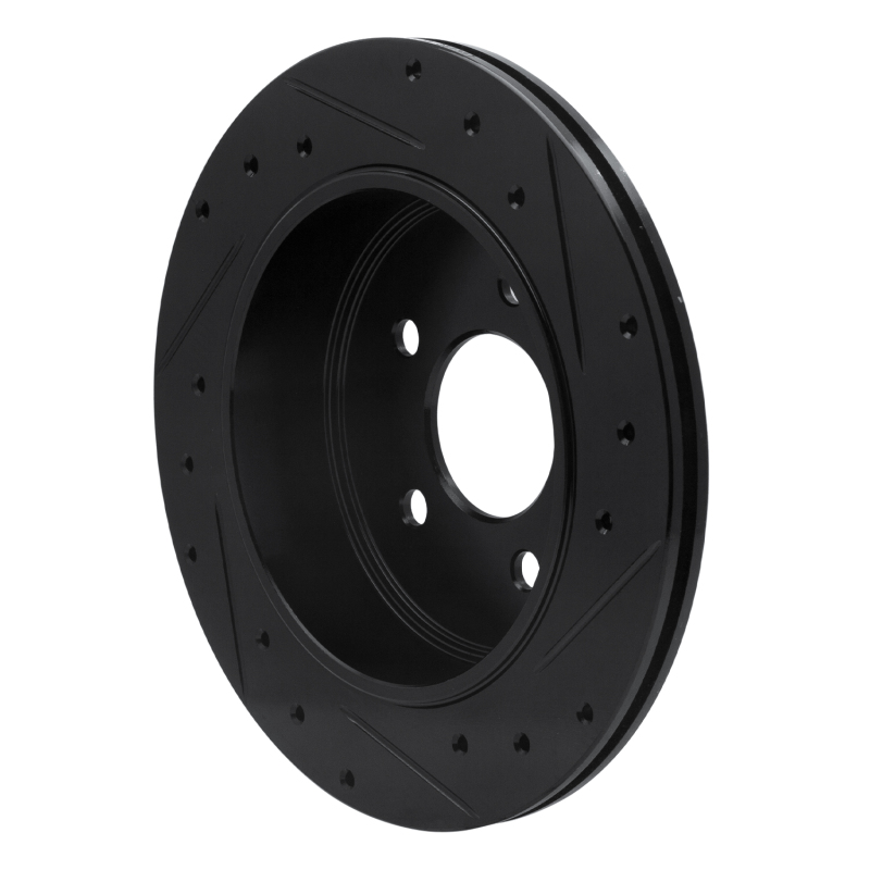 Picture of R1 03-11 Ford Crown Victoria Rear Left Drilled & Slotted Black Brake Rotor