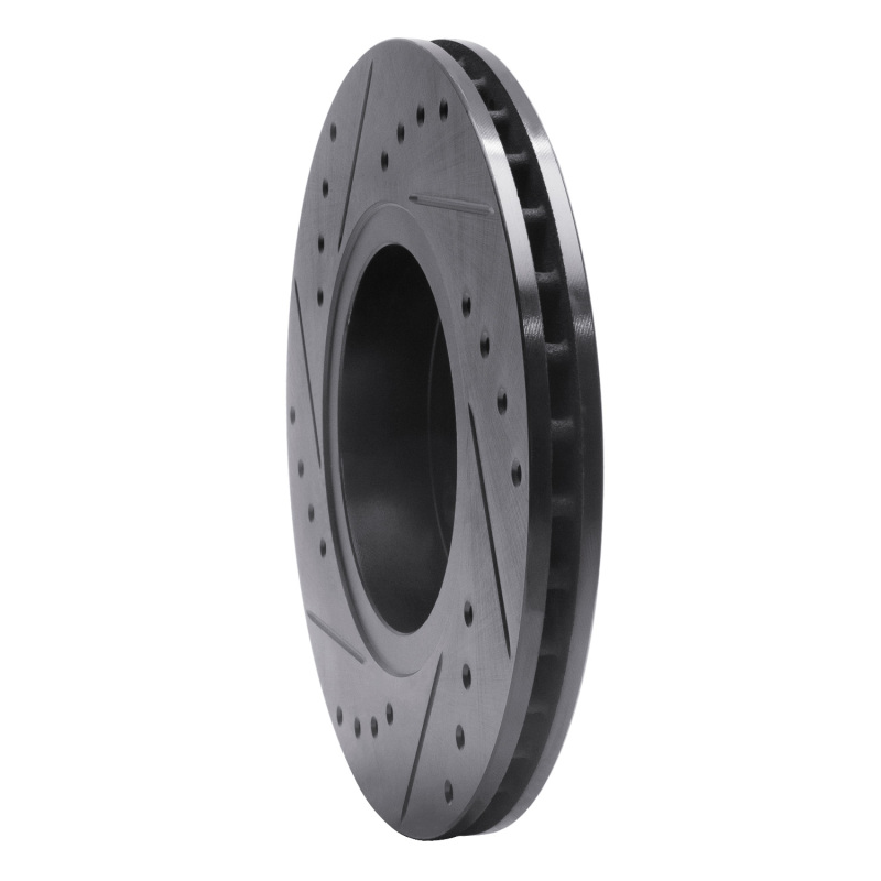 Picture of R1 98-04 Ford Contour Front Right Drilled & Slotted Black Brake Rotor