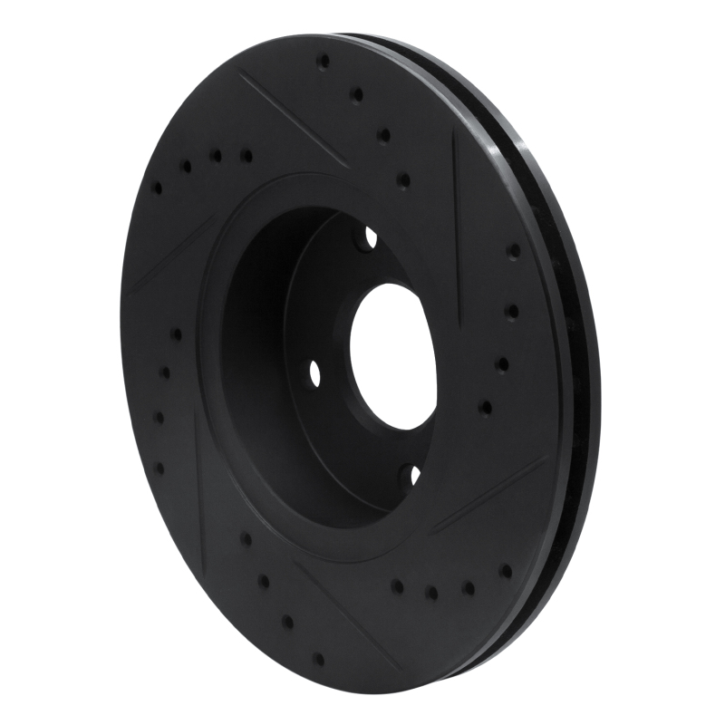 Picture of R1 98-04 Ford Contour Front Left Drilled & Slotted Black Brake Rotor
