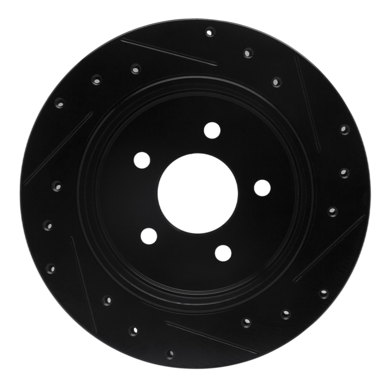 Picture of R1 03-11 Ford Crown Victoria Rear Left Drilled & Slotted Black Brake Rotor