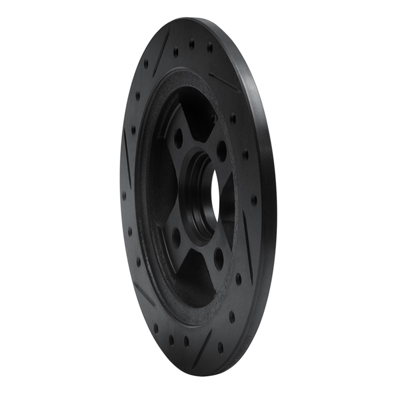 Picture of R1 86-89 Acura Integra Rear Right Drilled & Slotted Black Brake Rotor