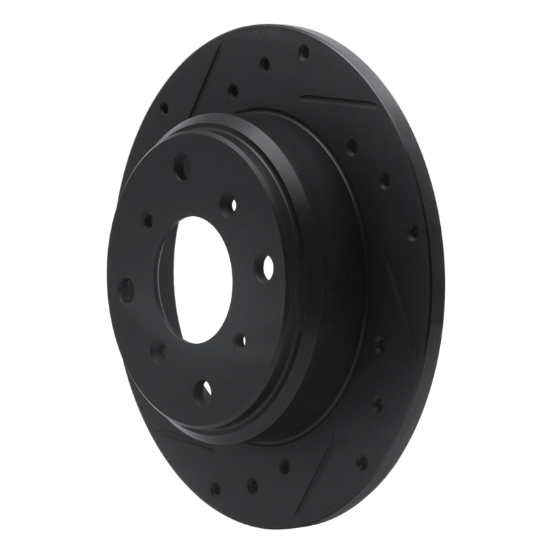 Picture of R1 87-90 Acura Legend Rear Left Drilled & Slotted Black Brake Rotor