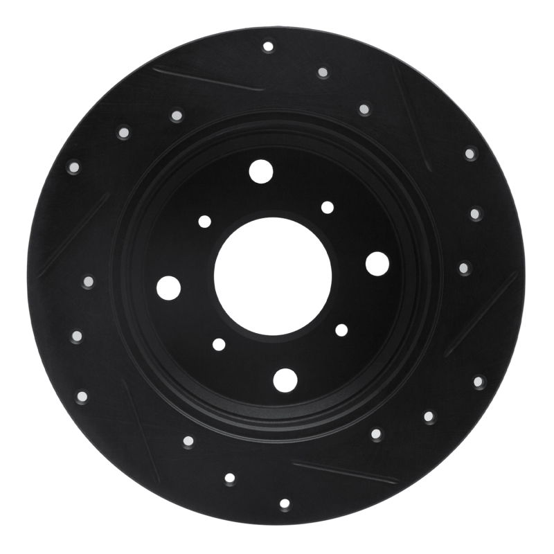 Picture of R1 87-90 Acura Legend Rear Left Drilled & Slotted Black Brake Rotor