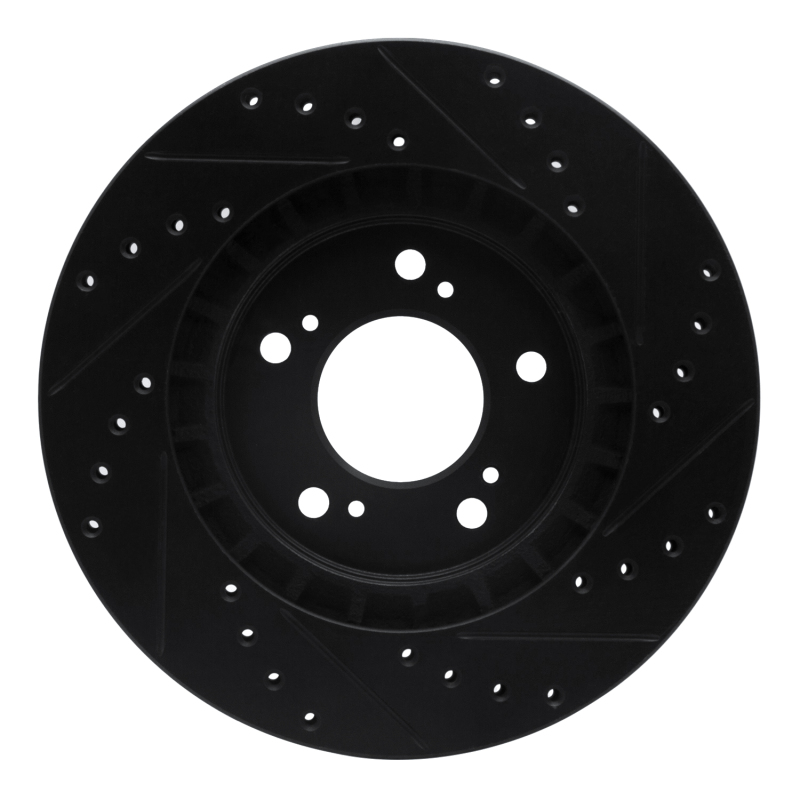 Picture of R1 97-05 Acura NSX Front Left Drilled & Slotted Black Brake Rotor