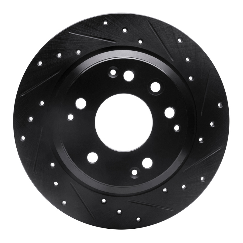 Picture of R1 99-01 Acura RL Rear Right Drilled & Slotted Black Brake Rotor