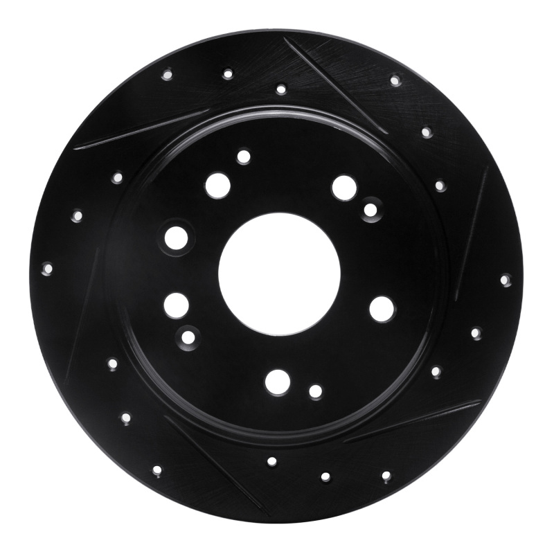 Picture of R1 01-03 Acura CL Rear Right Drilled & Slotted Black Brake Rotor