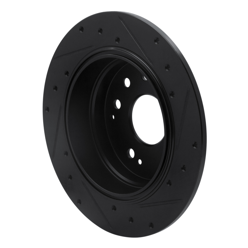 Picture of R1 01-03 Acura CL Rear Left Drilled & Slotted Black Brake Rotor