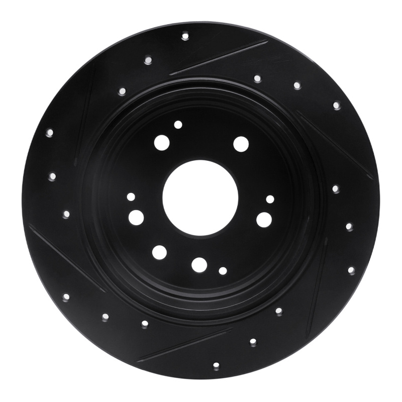 Picture of R1 01-03 Acura CL Rear Right Drilled & Slotted Black Brake Rotor