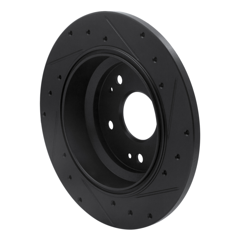 Picture of R1 02-04 Acura RL Rear Left Drilled & Slotted Black Brake Rotor